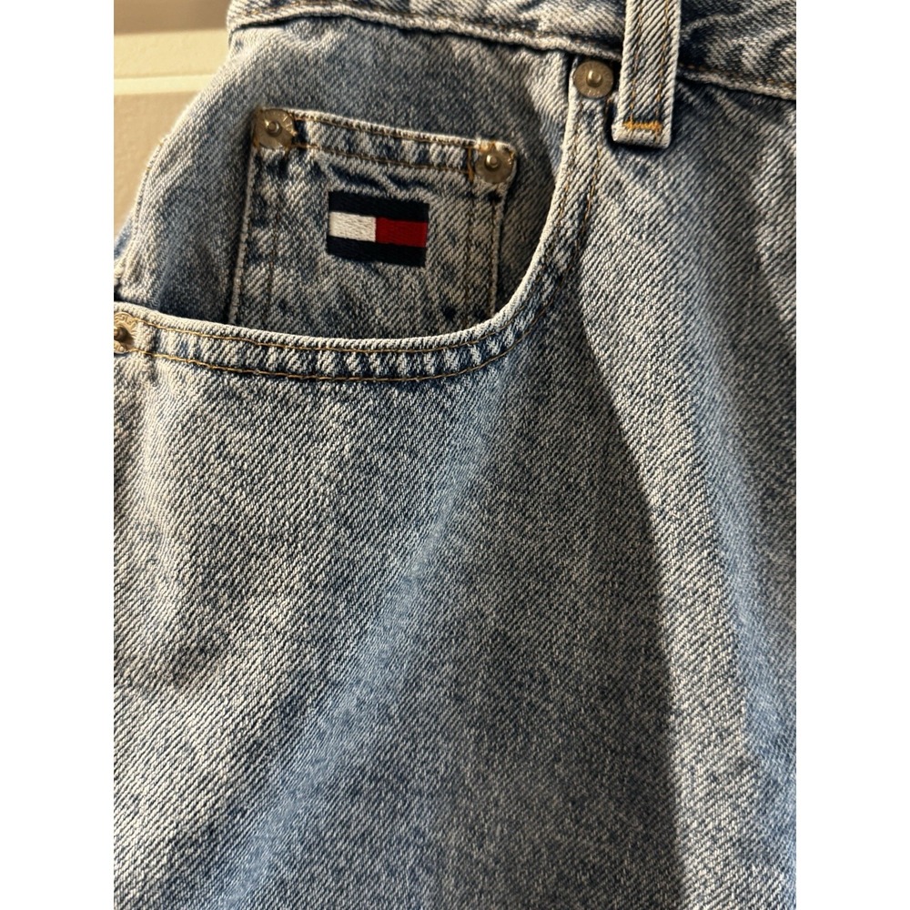 Vintage Tommy Hilfiger Denim Shorts Womens 29 Blue High Rise Mom Jean Flag Logo - Picture 2 of 9